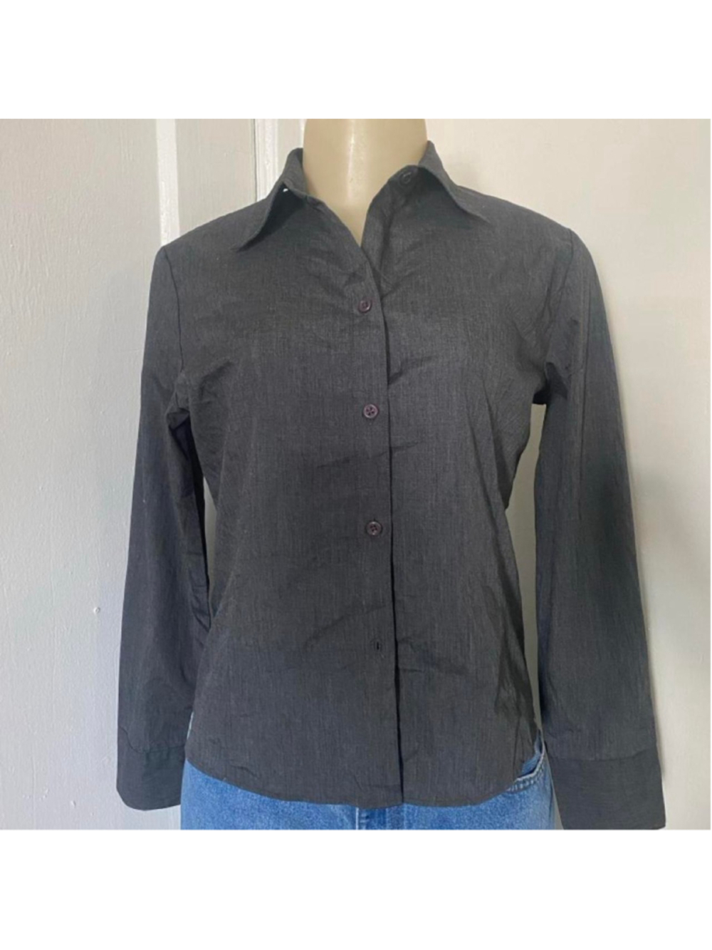 Gray button up blouse